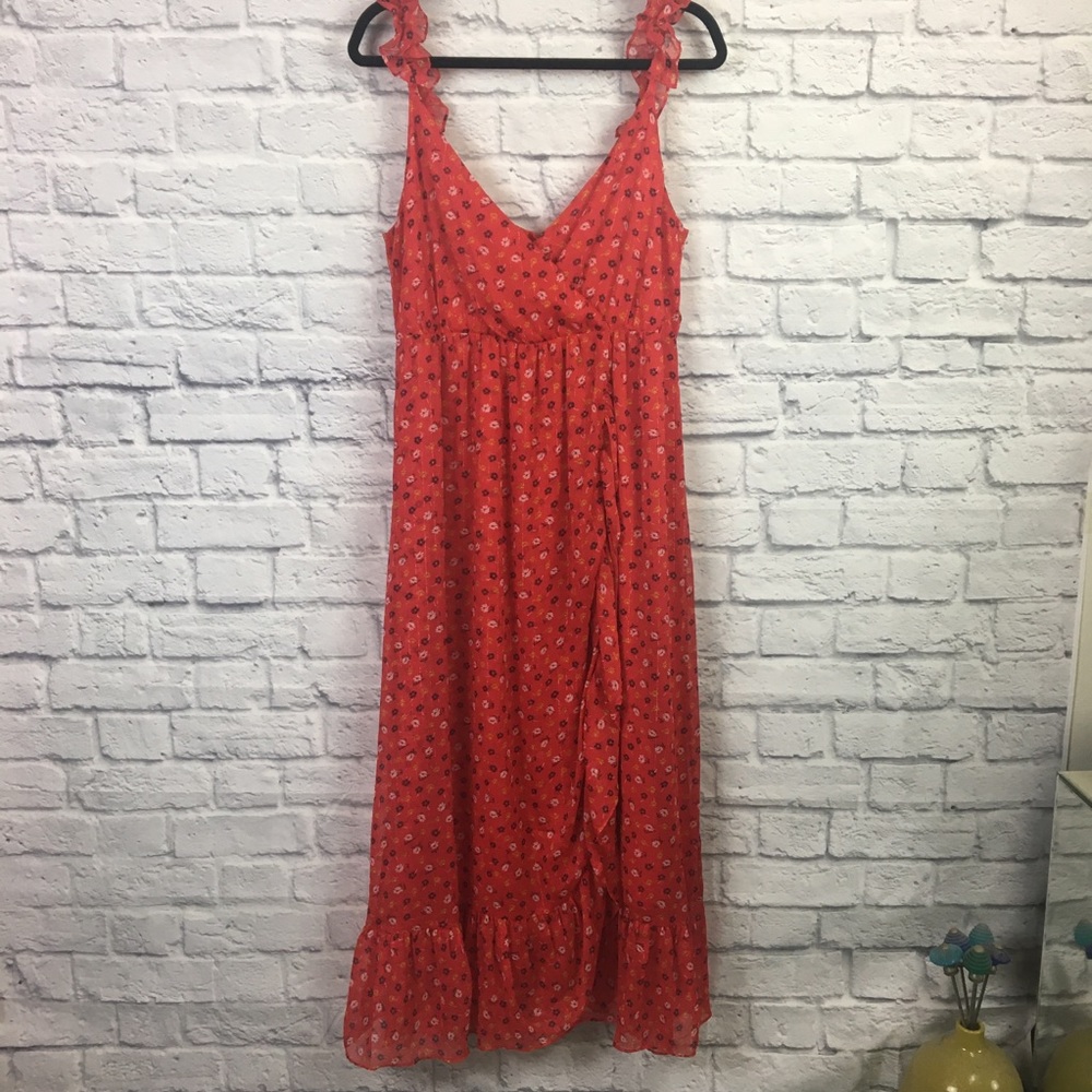 Madewell Red Floral Midi Dress